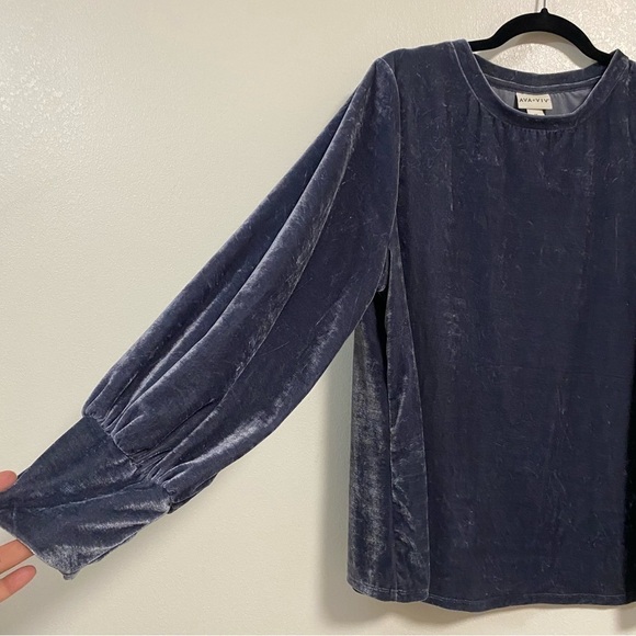 Ava & Viv Crushed Velvet Long Sleeve Top Size 1X - Picture 9 of 9